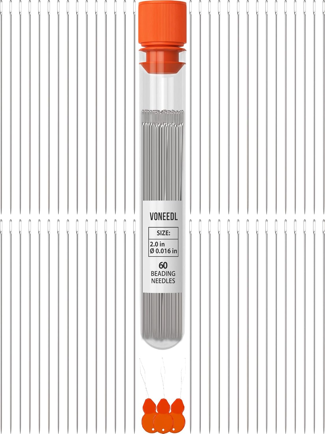 60 Straight Beading Needles with Convenient Storage Tube Size 11-0.4mm (0.015in) Extra Fine Thread Needles - Perfect for Bead and Sequin Embroidery, Jewelry Making, Crafting, and DIY