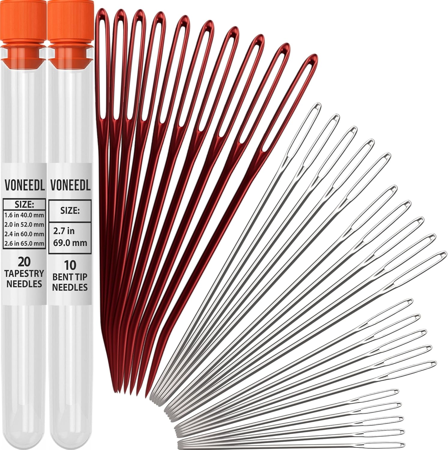 30 PCS Yarn Big Eye Needles Set - Bent and Straight Blunt Tip Needles for Tapestry, Darning, Sewing Wool, Weaving, Crochet