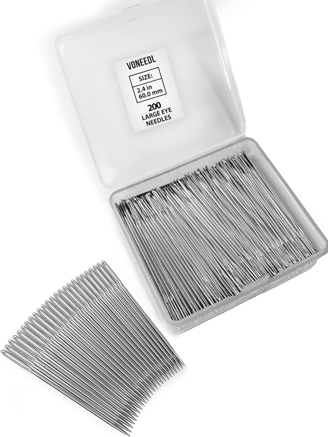 200 PCS Large Eye Heavy Duty Sewing Needles - Bulk Set of 2.4 inch Big Eye Embroidery Needles - Easy to Thread Quilting Needles